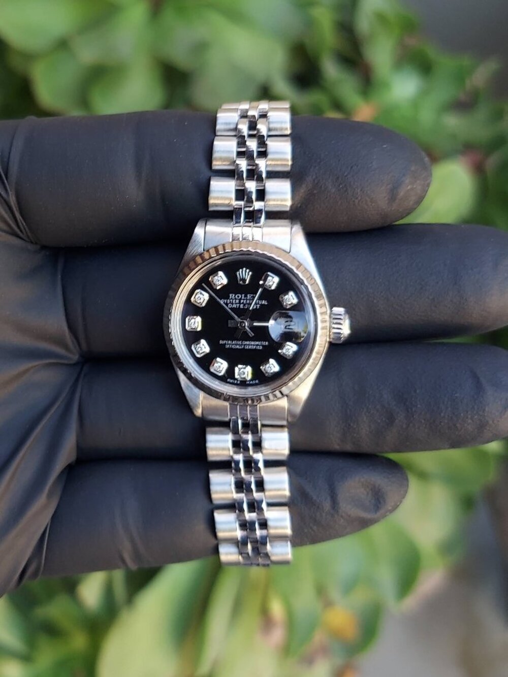 Rolex Ladies 6919 Datejust 26mm black diamond jubilee steel
